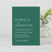Wedding Simple Dark Green Einladung (Stehend Vorderseite)