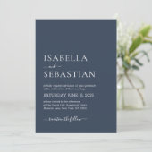 Wedding Simple Dark Slate Blue Einladung (Stehend Vorderseite)