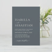 Wedding Simple Dark Slate Gray Einladung (Stehend Vorderseite)
