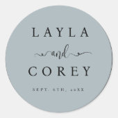 Wedding Simple Favor Dusty Blue Script Sticker (Vorderseite)
