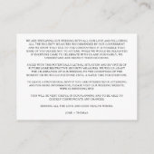 Wedding Simple Minimalist Coronavirus Information Begleitkarte (Rückseite)