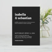 Wedding Simple Modern Black Retro Font Einladung (Stehend Vorderseite)