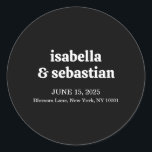 Wedding Simple Modern Black Retro Runder Aufkleber<br><div class="desc">Wedding Simple Modern Black Retro</div>