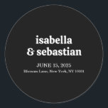 Wedding Simple Modern Black Retro Runder Aufkleber<br><div class="desc">Wedding Simple Modern Black Retro</div>