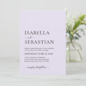 Wedding Simple Modern Lavender Einladung (Stehend Vorderseite)