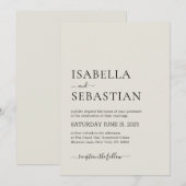 Wedding Simple Modern Linen Ivory Einladung (Vorne/Hinten)