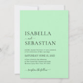 Wedding Simple Modern Pale Green Einladung (Vorderseite)