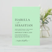 Wedding Simple Modern Pale Green Einladung (Stehend Vorderseite)