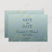 Wedding Simple Ombre Blue Gold Save the Date Card RSVP Karte (Vorne/Hinten)