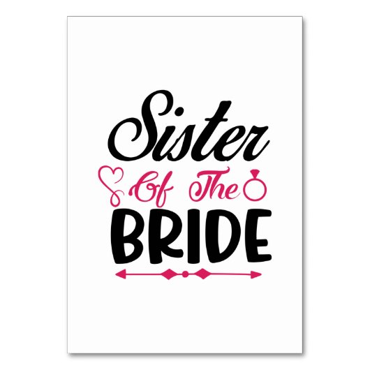 Wedding Sister Of The Bride Tischnummer (Vorderseite)