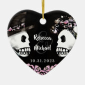 Wedding Skeletons Bride Groom Pink Floral Ornament (Vorne)
