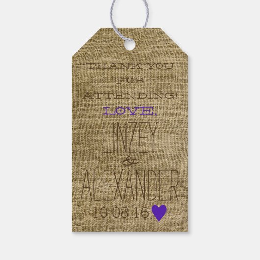 Wedding S'More Guest Fvor Lila Heart Geschenkanhänger (Rückseite)