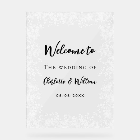 Wedding snowflakes winter welcome clear sign acrylschild (Vorderseite)