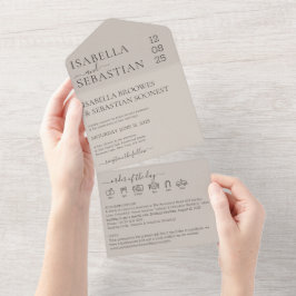 Wedding Soft Beige All in one invite save the date Einladung