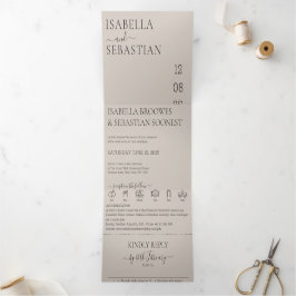 Wedding Soft Beige All in one set Dreifach Gefaltete Einladung