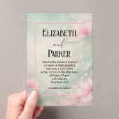 Wedding Soft Pink Flowers on Mint Green Acryleinladungen (Insitu (Handheld))