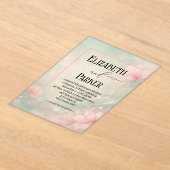 Wedding Soft Pink Flowers on Mint Green Acryleinladungen (Ablage )