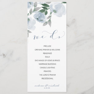 Wedding Soft Romantic Watercolor Dusty Blue Gray 2 Programm
