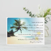 Wedding Sonnenschein-Strand-PalmenPlumerias laden Einladung (Stehend Vorderseite)
