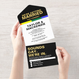 Wedding Sounds Gay Fun Rainbow Pride All-in-One-Einladung