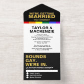 Wedding Sounds Gay Fun Rainbow Pride All-in-One-Einladung (Innenseite)