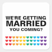 Wedding Sounds Gay Rainbow Heart Pride Quadratischer Aufkleber (Vorderseite)