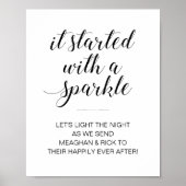 Wedding Sparkler Sign Es begann mit einem Sparkle Poster (Vorne)