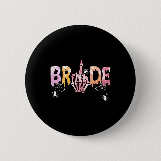 Wedding Spooky Halloween Skeleton Bride Just Marri Button (Vorderseite)