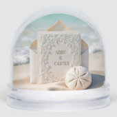 Wedding Stationery With Beach Sand Dollar Schneekugeln (Vorderseite)