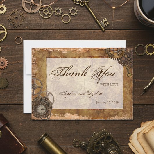 Wedding Steampunk Vintag Viktorianisch Dankeskarte