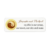 WEDDING STICKERS-ETIKETTEN. Gold YinYang taubt. (Vorne)