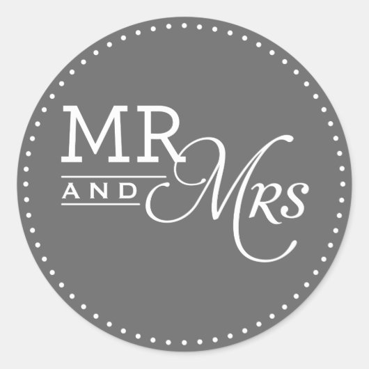 WEDDING STICKERS mr & mrs moderne Typografie grau (Vorderseite)