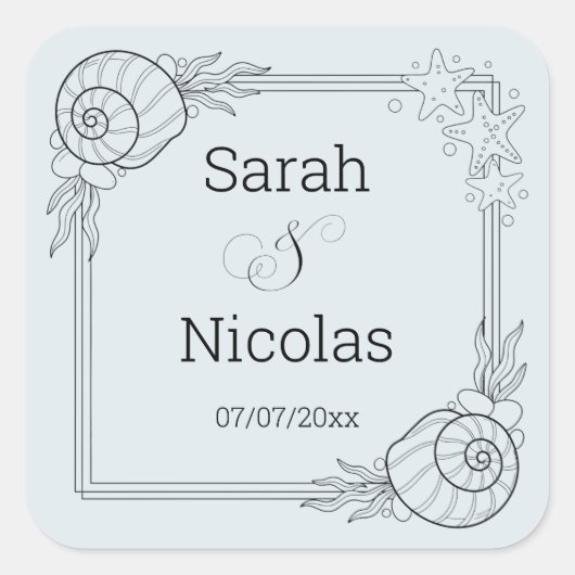 Wedding stickers personalized beachy (Vorderseite)
