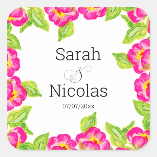 Wedding stickers personalized floral (Vorderseite)