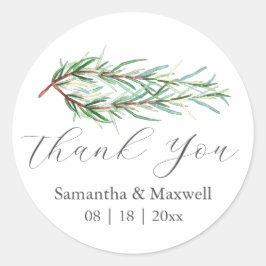 Wedding Stickers Thank You Simple Rosemary