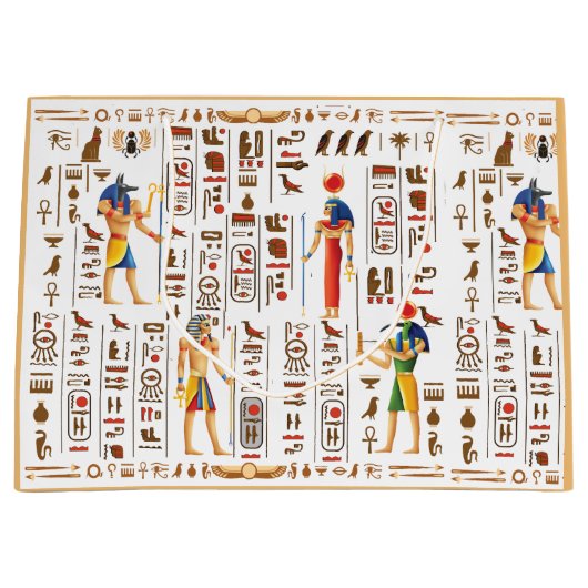 Wedding Style Gold Egyptian Hieroglyphs Deities Große Geschenktüte (Vorderseite)