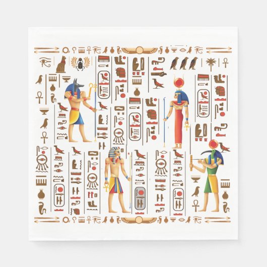 Wedding Style Gold Egyptian Hieroglyphs Deities Serviette (Vorderseite)