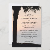 Wedding Sunset w/Palm Tree Silhouette Beach Szene Einladung (Rückseite)