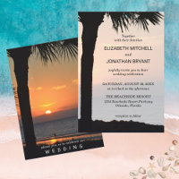 Wedding Sunset w/Palm Tree Silhouette Beach Szene
