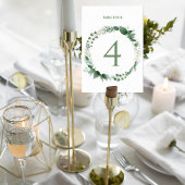 Wedding Table Number Card with Botanical Wreath Tischnummer