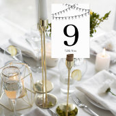 Wedding Table Number Card with String Lights Tischnummer