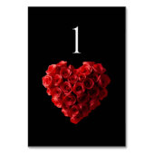 Wedding Table Number-Heart Shaped Red Roses- Tischnummer (Vorderseite)