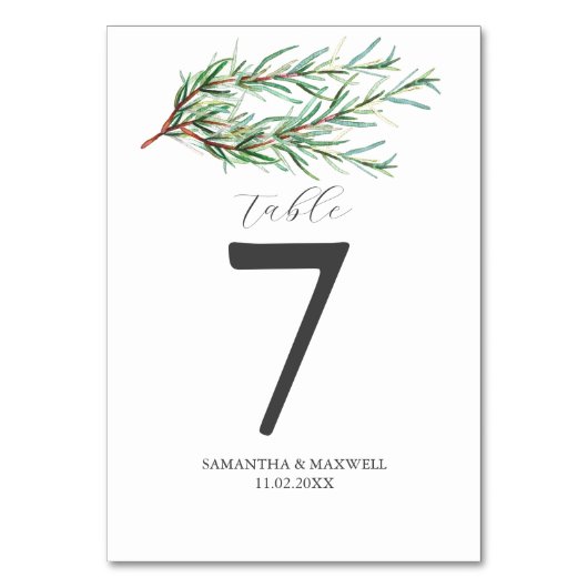 Wedding Table Number Rustic Rosemary Tischnummer (Rückseite)