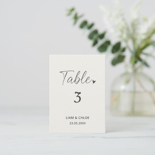 Wedding Table Number Sign - Stylish Modern Platzkarte (Stehend Vorderseite)