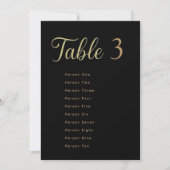 Wedding Table Seating Chart Cards | Gold on Black Einladung (Vorderseite)