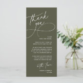Wedding Table Thank You Elegant Reception Card Programm (Stehend Vorderseite)