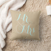 Wedding Tan Swirl Pillow Mr. und Mrs. Kissen (Decke)