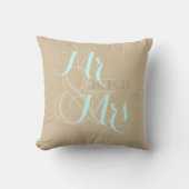 Wedding Tan Swirl Pillow Mr. und Mrs. Kissen (Vorderseite)