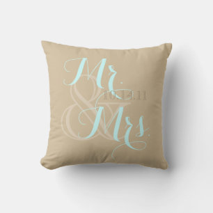 Wedding Tan Swirl Pillow Mr. und Mrs. Kissen