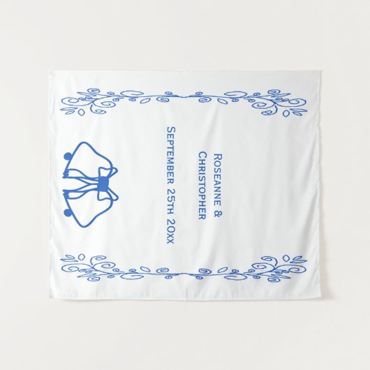 Wedding Tapestry Backdrop Blue Sapphire Bells Wandteppich (Vorderseite (Horizontal))